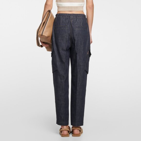 Brunello Cucinelli Jeans Monili Tab Tapered Leg Blue Denim 100% Cotton Size 4 - Picture 4 of 10